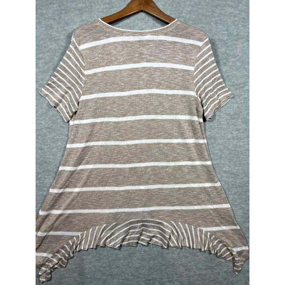 Soft Surroundings Aligned Tunic Womens XL Heavenly Soft Amata Oatmeal Stripe‎ - Picture 4 of 4